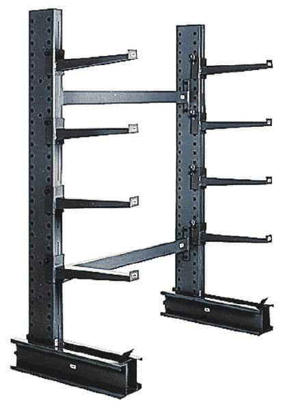 Made in USA - 10' High Double Sided Cantilever Rack - With Lip, 7,600 Lb Capacity, 78" Base Length, 36" Arm Length - Caliber Tooling