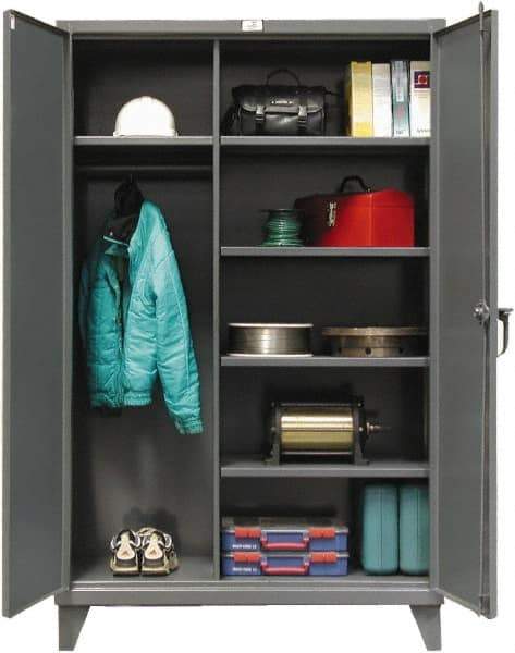 Strong Hold - 5 Shelf Combination Storage Cabinet - Steel, 72" Wide x 24" Deep x 78" High, Dark Gray - Caliber Tooling