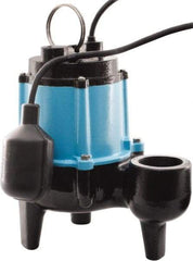 Little Giant Pumps - 1/2 hp, 9.5 Amp Rating, 115 Volts, Piggyback Mechanical Float Operation, Sewage Pump - 1 Phase, Cast Iron Housing - Caliber Tooling