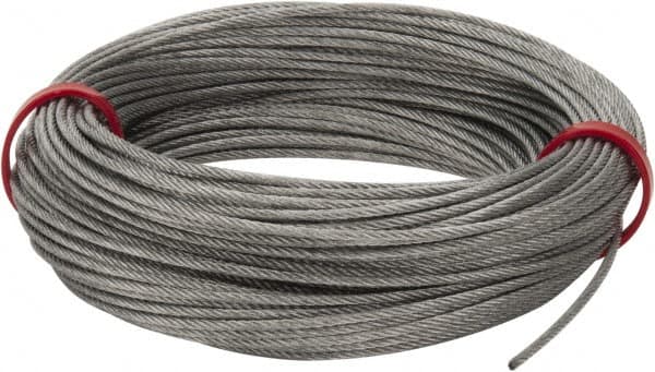 Value Collection - 1/16" Diam, Aircraft Cable - 480 Lb Breaking Strength, 7 x 7 Strand Core - Caliber Tooling