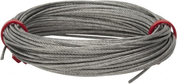 Value Collection - 1/16" Diam, Aircraft Cable - 480 Lb Breaking Strength, 7 x 7 Strand Core - Caliber Tooling