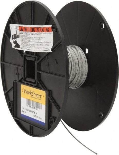 Value Collection - 1/16" Diam, Aircraft Cable - 500 Lb Breaking Strength, 1 x 19 Single Strand - Caliber Tooling