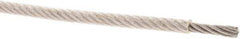 Value Collection - 3/16" x 1/8" Diam, Aircraft Cable - 1,760 Lb Breaking Strength, 7 x 19 Strand Core, Vinyl Coating - Caliber Tooling