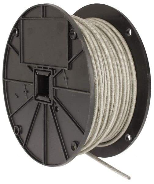 Value Collection - 3/16" x 3/32" Diam, Aircraft Cable - 920 Lb Breaking Strength, 7 x 7 Strand Core, Vinyl Coating - Caliber Tooling