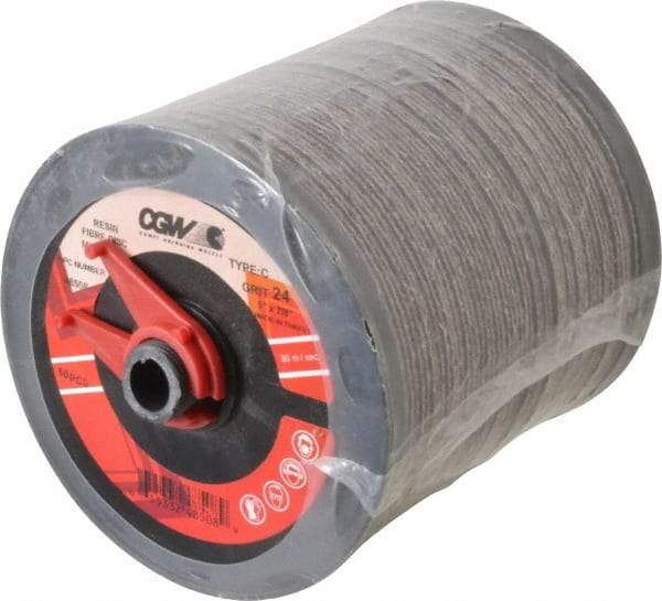 Camel Grinding Wheels - 5" Diam 7/8" Hole 24 Grit Fiber Disc - Very Coarse Grade, Aluminum Oxide, 12,200 Max RPM - Caliber Tooling