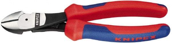 Knipex - 8" OAL, 1/8" Capacity, 1" Jaw Length x 1" Jaw Width, Diagonal Cutter Pliers - Oval Head, Ergo Two Component Handles - Caliber Tooling