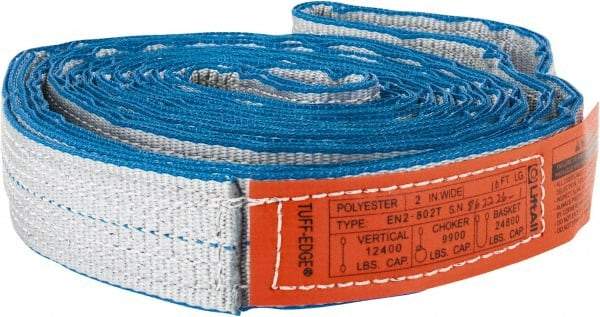 Lift-All - 10' Long x 2" Wide, 12,400 Lb Vertical Capacity, 2 Ply, Nylon Web Sling - 9,900 Lb Choker Capacity - Caliber Tooling