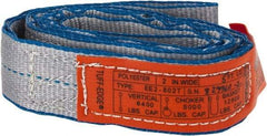 Lift-All - 5' Long x 2" Wide, 6,400 Lb Vertical Capacity, 2 Ply, Polyester Web Sling - 5,000 Lb Choker Capacity - Caliber Tooling