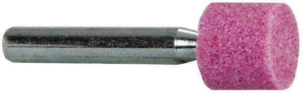 Tru-Maxx - 1/2" Head Diam x 1/2" Thickness, W185, Cylinder End, Aluminum Oxide Mounted Point - Pink, Medium Grade, 60 Grit, 44,470 RPM - Caliber Tooling