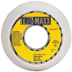 Tru-Maxx - 4" Diam, 1-1/4" Hole Size, 1-1/2" Overall Thickness, 60 Grit, Type 11 Tool & Cutter Grinding Wheel - Medium Grade, Aluminum Oxide, K Hardness, 5,730 RPM - Caliber Tooling