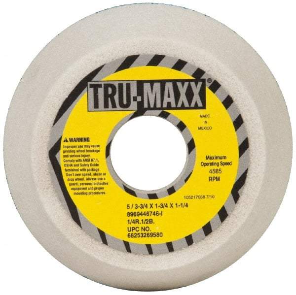 Tru-Maxx - 5" Diam, 1-3/4" Hole Size, 1-3/4" Overall Thickness, 46 Grit, Type 11 Tool & Cutter Grinding Wheel - Coarse Grade, Aluminum Oxide, I Hardness, 4,585 RPM - Caliber Tooling