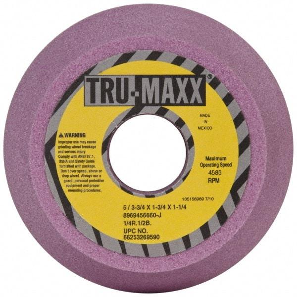 Tru-Maxx - 5" Diam, 1-1/4" Hole Size, 1-3/4" Overall Thickness, 60 Grit, Type 11 Tool & Cutter Grinding Wheel - Medium Grade, Aluminum Oxide, J Hardness, 4,585 RPM - Caliber Tooling