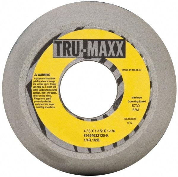 Tru-Maxx - 4" Diam, 1-1/4" Hole Size, 1-1/2" Overall Thickness, 120 Grit, Type 11 Tool & Cutter Grinding Wheel - Fine Grade, Aluminum Oxide, K Hardness, 5,730 RPM - Caliber Tooling