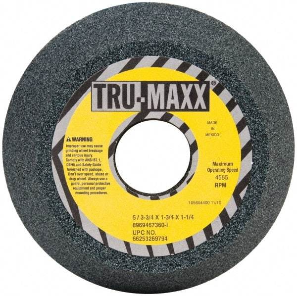 Tru-Maxx - 5" Diam, 1-1/4" Hole Size, 1-3/4" Overall Thickness, 60 Grit, Type 11 Tool & Cutter Grinding Wheel - Medium Grade, Aluminum Oxide, I Hardness, 4,585 RPM - Caliber Tooling