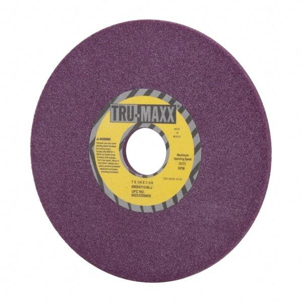 Tru-Maxx - 7" Diam x 1-1/4" Hole x 1/4" Thick, J Hardness, 46 Grit Surface Grinding Wheel - Aluminum Oxide, Type 1, Coarse Grade, 3,600 Max RPM, No Recess - Caliber Tooling