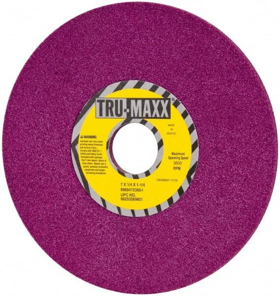 Tru-Maxx - 7" Diam x 1-1/4" Hole x 1/4" Thick, I Hardness, 60 Grit Surface Grinding Wheel - Aluminum Oxide, Type 1, Medium Grade, 3,600 Max RPM, No Recess - Caliber Tooling