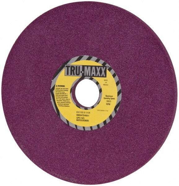 Tru-Maxx - 8" Diam x 1-1/4" Hole x 1/2" Thick, I Hardness, 60 Grit Surface Grinding Wheel - Aluminum Oxide, Type 1, Medium Grade, 3,600 Max RPM, No Recess - Caliber Tooling