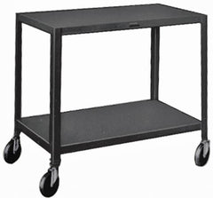 Made in USA - 500 Lb Capacity, 24" Wide x 36" Long x 34-1/2" High Service Cart - 3 Shelf, Steel, Swivel Casters - Caliber Tooling