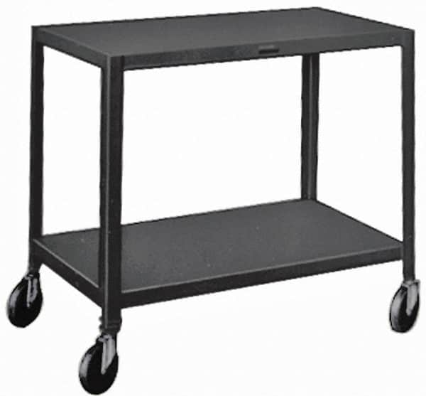 Made in USA - 500 Lb Capacity, 18" Wide x 30" Long x 34-1/2" High Service Cart - 2 Shelf, Steel, Swivel Casters - Caliber Tooling