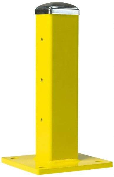 Steel King - Single 18 Inch High Center Steel Guard Rail Mount Post - Yellow, Powder Coated, 10 Inch Mounted Length x 10 Inch Mounted Width For Use with Steel King Railing - Caliber Tooling