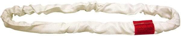 Lift-All - 7' Long x 2-1/8" Wide, Polyester Web Sling - 13,400 Lb Choker Capacity, 1-3/8" Diam Chain, White - Caliber Tooling