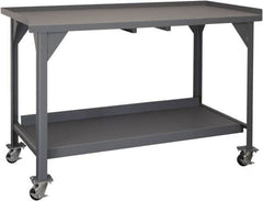 Durham - Roll-Around Workbench Mobile Work Bench - Steel, Gray, 60" Long x 30" Deep x 39-1/2" High - Caliber Tooling