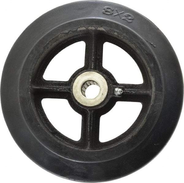 Fairbanks - 8 Inch Diameter x 2 Inch Wide, Rubber Caster Wheel - 500 Lb. Capacity, 2-3/16 Inch Hub Length, 3/4 Inch Axle Diameter, Roller Bearing - Caliber Tooling