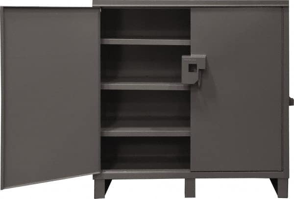 Durham - 3 Shelf Locking Storage Cabinet - Steel, 60" Wide x 24" Deep x 60" High, Gray - Caliber Tooling