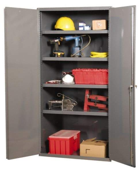 Durham - 3 Shelf Locking Storage Cabinet - Steel, 36" Wide x 24" Deep x 72" High, Gray - Caliber Tooling