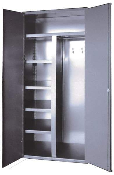 Durham - 5 Shelf Combination Storage Cabinet - Steel, 36" Wide x 24" Deep x 84" High, Gray - Caliber Tooling