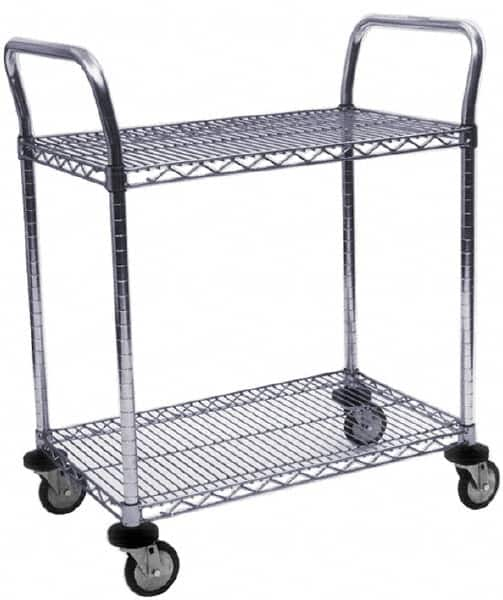 Value Collection - 800 Lb Capacity, 18" Wide x 42" Long x 39" High Wire Cart - 2 Shelf, Steel, Swivel Casters - Caliber Tooling