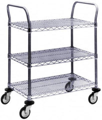 Value Collection - 800 Lb Capacity, 18" Wide x 36" Long x 39" High Wire Cart - 3 Shelf, Steel, Swivel Casters - Caliber Tooling