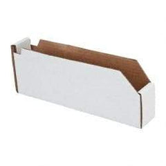 Made in USA - 12" Deep, White Corrugated Cardboard Hopper Shelf Bin - 4" High x 2" Wide x 12" Long - Caliber Tooling