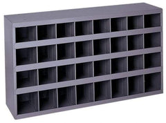 Durham - 32 Bin Bin Shelving Unit with Openings - 33-3/4 Inch Overall Width x 8-1/2 Inch Overall Depth x 19-1/4 Inch Overall Height, Gray Steel Bins - Caliber Tooling