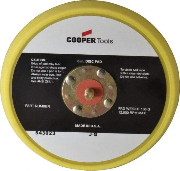 Cleco - 6" Diam Hook & Loop Disc Backing Pad - Hard Density, 13,000 RPM - Caliber Tooling