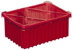 Akro-Mils - 0.59 Cu Ft, 40 Lb Load Capacity Red Polypropylene Dividable Container - Stacking, 16-1/2" Long x 10.9" Wide x 8" High - Caliber Tooling