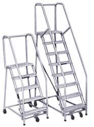 PW Platforms - 8 Step Ladder - Rolling Safety Ladder, 300 Lb Capacity, 80" Platform Height, 32" Base Width x 61" Base Depth, Perforated Tread - Caliber Tooling