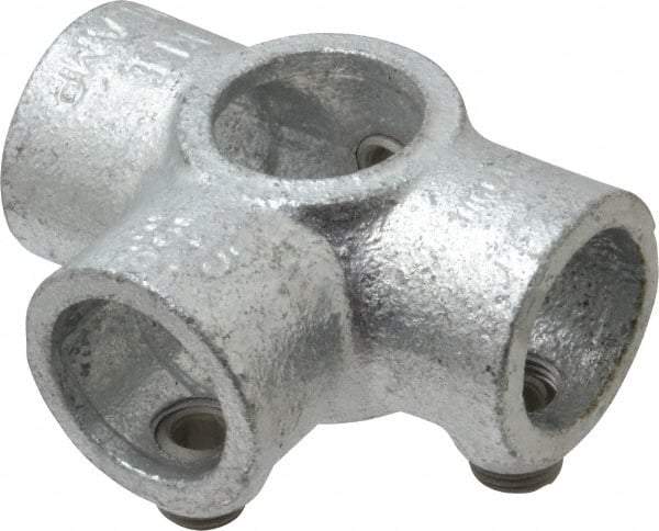 Kee - 3/4" Pipe, Side Outlet Tee, Side Outlet Cross, Malleable Iron Cross Pipe Rail Fitting - Galvanized Finish - Caliber Tooling