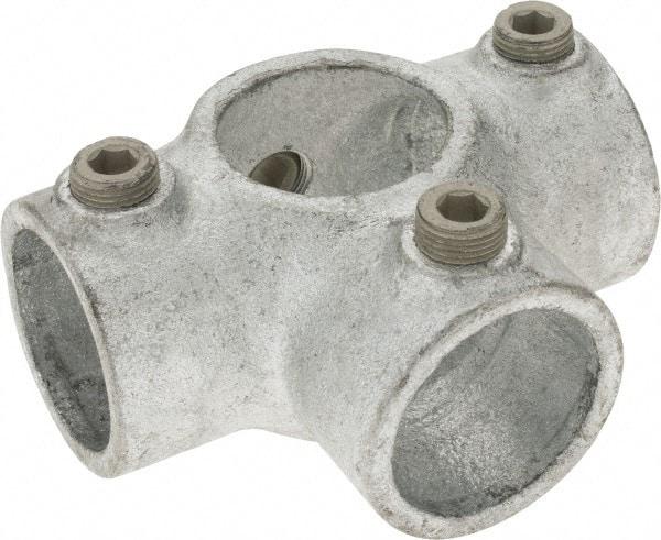 Kee - 1-1/4" Pipe, Side Outlet Tee, Malleable Iron Tee Pipe Rail Fitting - Galvanized Finish - Caliber Tooling