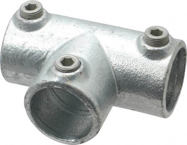 Kee - 1-1/4" Pipe, 90° Three Socket Tee, Malleable Iron Tee Pipe Rail Fitting - Galvanized Finish - Caliber Tooling