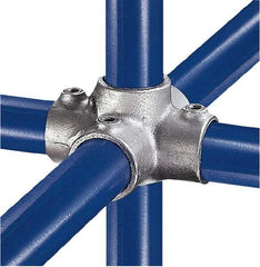 Kee - 1" Pipe, Four Socket Cross, Malleable Iron Cross Pipe Rail Fitting - Galvanized Finish - Caliber Tooling