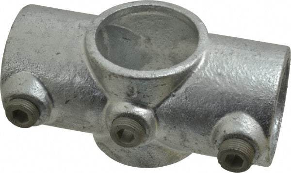 Kee - 1-1/2" Pipe, Two Socket Cross, Malleable Iron Cross Pipe Rail Fitting - Galvanized Finish - Caliber Tooling