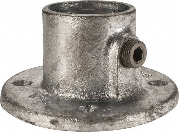 Kee - 1-1/2" Pipe, Medium Flange, Malleable Iron Flange Pipe Rail Fitting - Galvanized Finish - Caliber Tooling