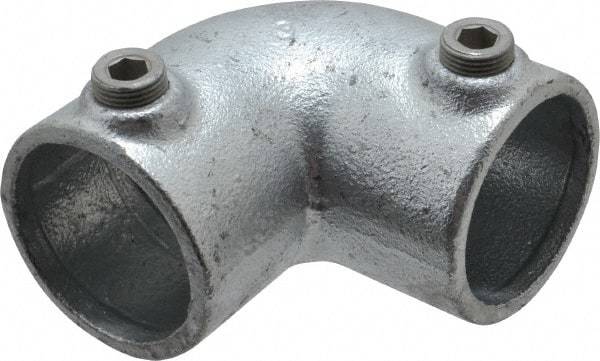 Kee - 1-1/2" Pipe, 90° Elbow, Malleable Iron Elbow Pipe Rail Fitting - Galvanized Finish - Caliber Tooling