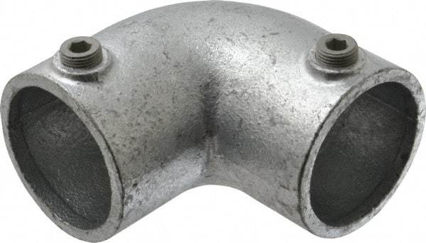 Kee - 2" Pipe, 90° Elbow, Malleable Iron Elbow Pipe Rail Fitting - Galvanized Finish - Caliber Tooling