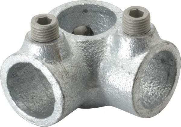 Kee - 3/4" Pipe, Side Outlet Tee, Malleable Iron Tee Pipe Rail Fitting - Galvanized Finish - Caliber Tooling