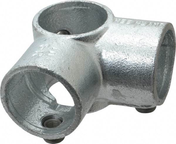 Kee - 1-1/2" Pipe, Side Outlet Tee, Malleable Iron Tee Pipe Rail Fitting - Galvanized Finish - Caliber Tooling