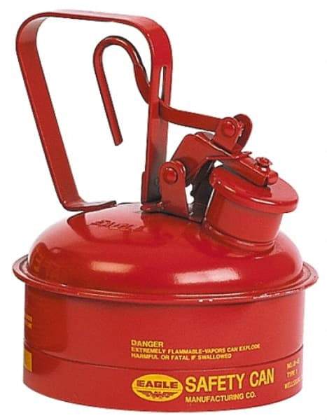 Eagle - 2 Qt Galvanized Steel Type I Safety Can - 8-3/4" High x 6-3/4" Diam, Red with Yellow - Caliber Tooling