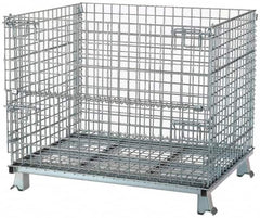 Nashville Wire - 40" Long x 32" Wide x 34-1/2" High Steel Basket-Style Bulk Folding Wire Stackable Container - 4,000 Lb. Load Capacity - Caliber Tooling