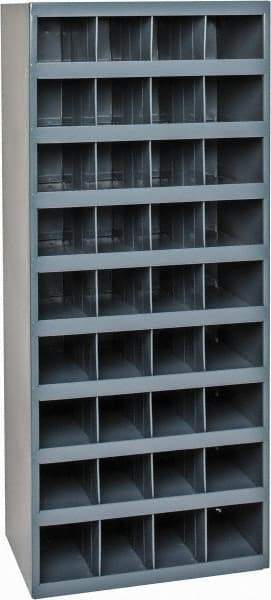 Durham - 36 Bin Bin Shelving Unit with Openings - 17-7/8 Inch Overall Width x 12 Inch Overall Depth x 42 Inch Overall Height, Gray Steel Bins - Caliber Tooling